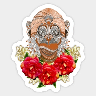 Day Of The Dead Brown Monkey Sticker